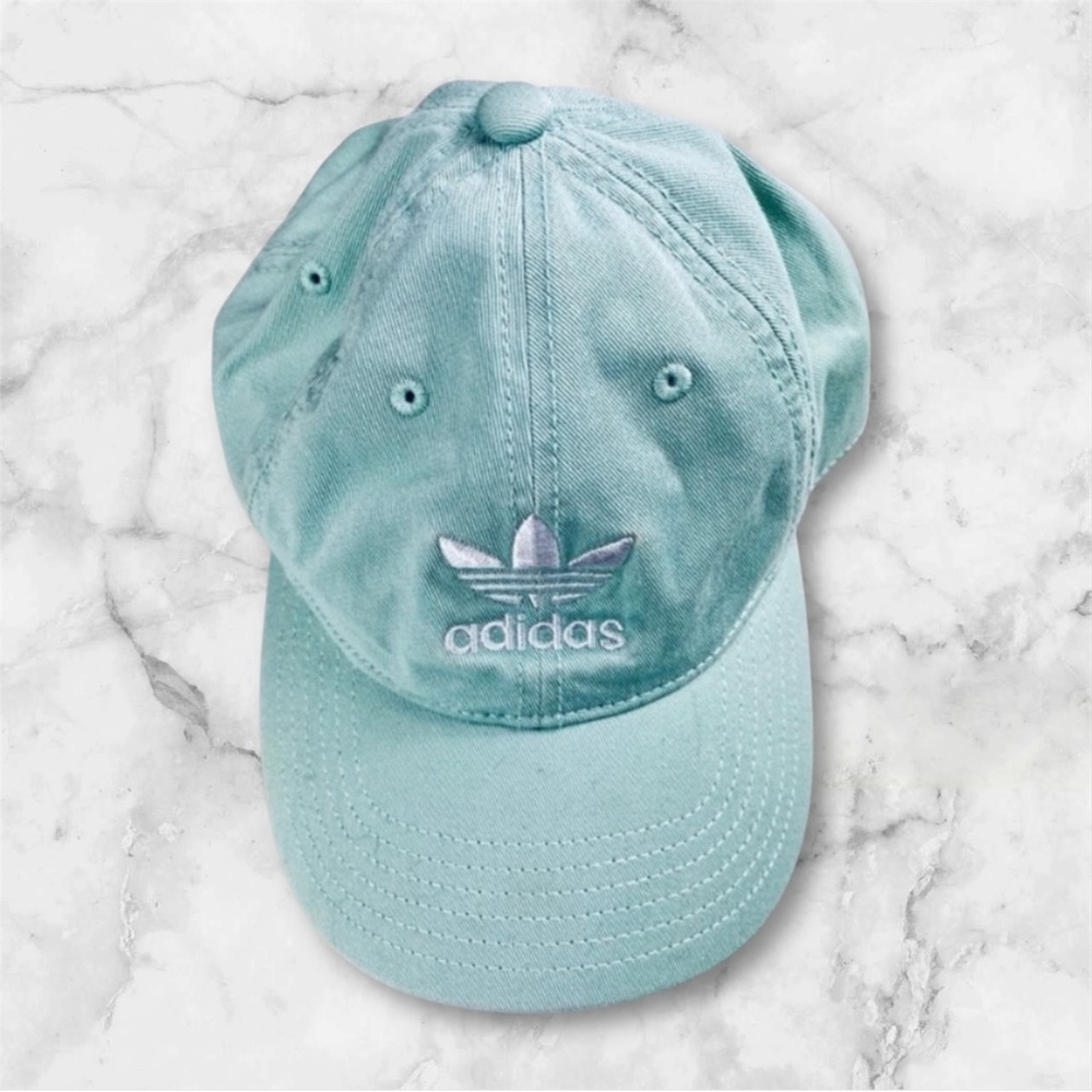 Adidas mint green white embroidered logo adjustable baseball hat one size